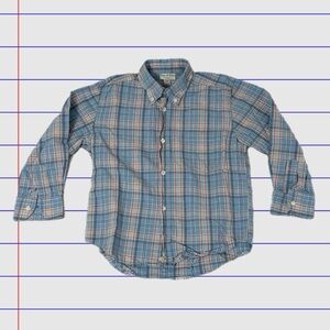 Papo D’ Anjo Blue and Red Plaid Casual Button Down Long Sleeve Shirt Size 4T